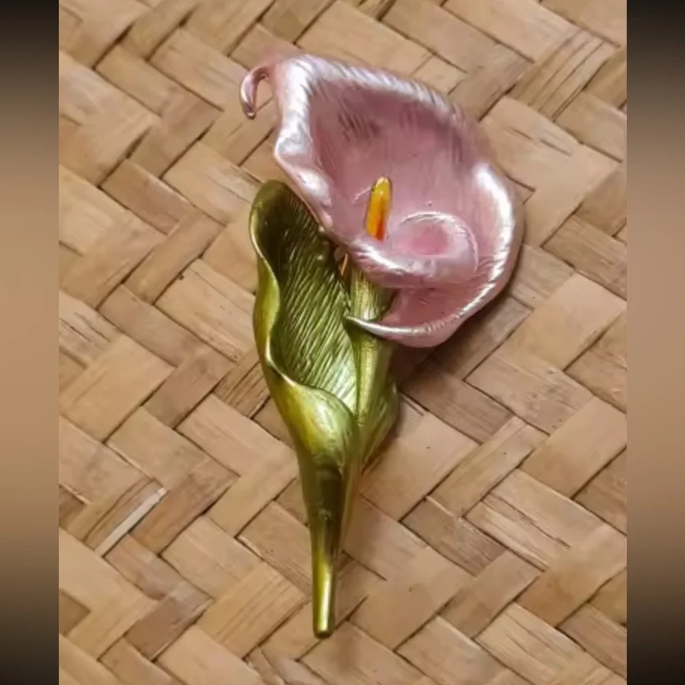Pink Calla Lily Floral Brooch